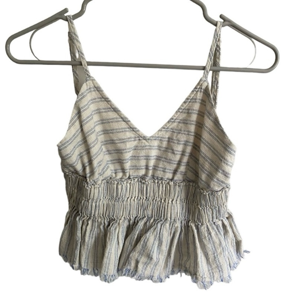 Cotton Candy LA Striped Adjustable Strap Distressed Hem Crop Top Size Sm…